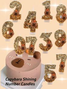 1pc Capybara Digital Cartoon Candle For Birthday Cake Decoration, Party Dessert Table Ornament, Scene Setup Supply, The Best Birthday Gift, Gift For Boys And Girls, Celebration, Anniversary, Or Date Cake Decoration, Christmas Cake Decoration, Decoration Prop For Various Holiday Parties, Also The Best Choice For Gifting And Photo Props
