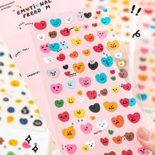 Pegatinas con diseños lindos, suaves y divertidos de patrones emocionales, material decorativo para cuentas de redes sociales