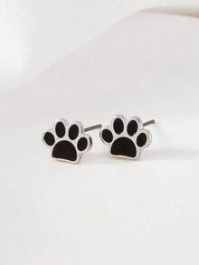 1 Pair Fashionable Cute Puppy Paw Print Stud Earrings, Suitable For Daily Wear - one-size - View 5