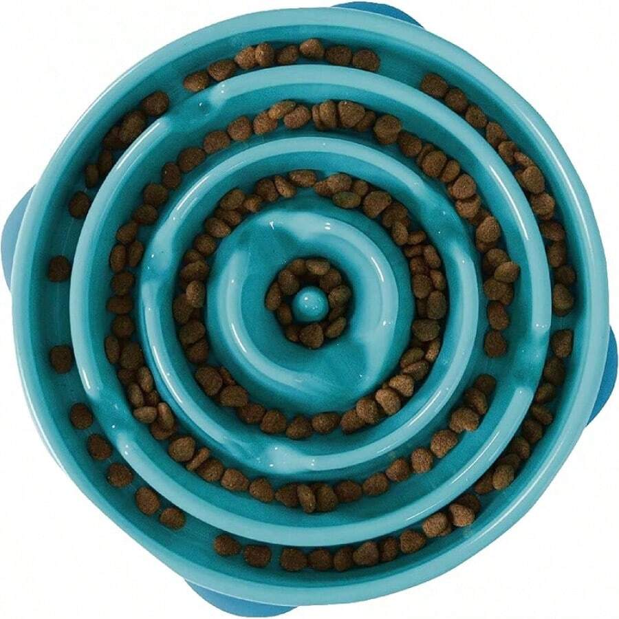 Outward Hound Large Slow Feeder Bowl, Puzzle Maze For Fast Eaters, Medium To Large Dogs, Helps Prevent Bloat & Digestion, Holds 4 Cups Wet Or Dry Food, Non-Slip, Made Without BPA, Turquoise ZOKN - Turquoise - 查看 1