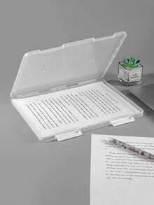 1pc Minimalist Desktop File Storage Box, Transparent Plastic Bill Organizer Box, Minimalist Desktop A4/A5 Paper File Box, Plastic Document Storage Box, School/Home Test Paper Organizer - Multicolor - View 6