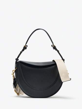 1pc Women's Fashion Black PU Shoulder Underarm Bag, Simple Retro Flap Handbag Crossbody Bag, Suitable For Daily Outing, Gift, Wedding