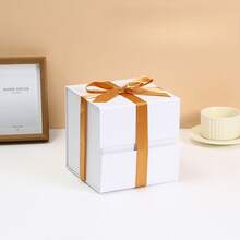 1 件方形丝带礼盒，带蝴蝶结的折叠礼盒，生日礼物，化妆品礼盒，节日礼物包装盒 - 彩色 - 查看 13