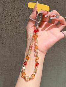 Correa de muñeca desmontable de cristal de lujo y alta gama, funda de teléfono, llavero de coche, colgante de bolso