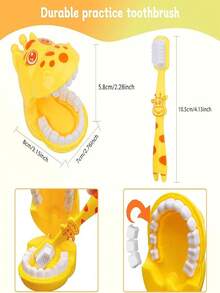 Early Learning Toothbrushing Toy, Kids Teeth Model Pretend Play Toy, Cute Giraffe Cartoon Toothbrushing Toy Model, Simulation Toothbrushing Set, Early Development & Activity Toy, Kids Role Play Toy, Gift For Boys & Girls - Yellow - View 8