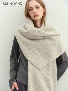 1pc Women Solid Color Soft Knit Scarf, Everyday Use For Dress - Beige - View 5
