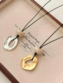 Minimalist Asymmetrical Geometric Pendant Necklace, New Unique Elegant Versatile Adjustable Long Necklace, Best Gift For Girlfriend, Friend, Mother - Multicolor - View 4