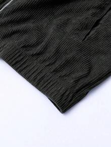 Áo khoác nhung kẻ mùa đông cỡ lớn dành cho nam, kiểu dáng cổ điển mềm mại ấm áp, thiết kế cổ đứng, áo cardigan thời trang có khóa kéo, phù hợp cho mua sắm, hẹn hò, công sở, du lịch và dã ngoại hàng ngày. Màu đen. - màu đen - Xem 6