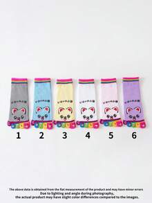 1/2/3/6 双女式彩色圆点印花趣味可爱分趾中筒袜 - 彩色 - 查看 11