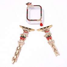 1 Stück Weihnachts-Uhrenarmband/-Gehäuse kompatibel mit Apple Watch SE/8/7/6/5/4 Serie 40/41mm und 44/45mm, einzigartiges Hohldesign mit PC-Hartschalenmaterial + farbigem Strass-Metallrahmen - Direkter Touchscreen ohne Verzögerung, leicht und langanhaltend, Metallarmband mit verstellbarem Faltschließe, tolles Geschenk - Uhren-Zubehör (nicht als Set, Uhrengehäuse und Armband separat erhältlich)