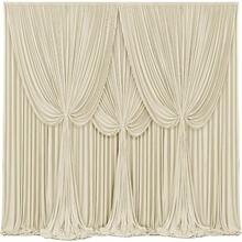 4 Panels Ivory Backdrop Curtains Wedding Party Wrinkle Backdrops Curtain Drapes Fabric Decorations Photo Back Drop Cloth Shower Photography Stage Reception 20ftx 12ftH - 5'(寬)x 12'(高),4 塊面板 + 米色 - 查看 1