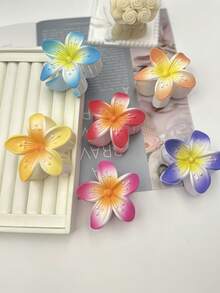 1 Stück/3 Stücke/6 Stücke Hibiskus/Hawaii Blume Lässig ABS Kunststoff (ABS Harz) 2025 Neue Plumeria Strand, Reise, Party, Urlaub, Rückkehr zur Schule süße Haarklammern, frische Haraccessoires Winter Haarklammer Elegante Haarklammern