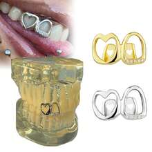 1pc Double Hip Hop Mouth Grillz Teeth Halloween Party Tooth Gap Jewelry For Stage Perfomance Accessory