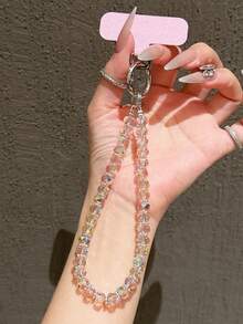 Correa de muñeca desmontable de cristal de lujo y alta gama, funda de teléfono, llavero de coche, colgante de bolso
