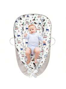 1pc Portable Baby Crib Bed, Removable & Washable Infant Lounger, Anti-Pressure Baby Nest - Multicolor - View 7