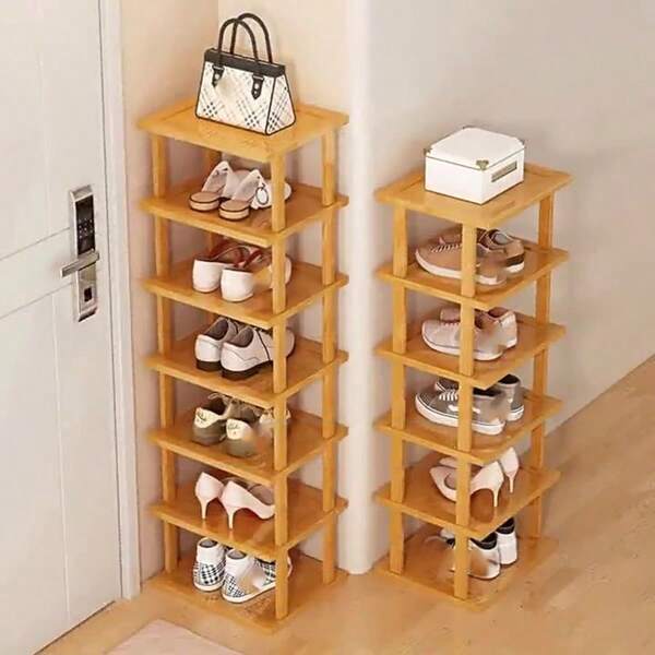 3/5/7/9 niveaux Étagère à chaussures en bambou épais DIY simple, meuble d'entrée multi-couches facile à placer à l'entrée ou à l'intérieur