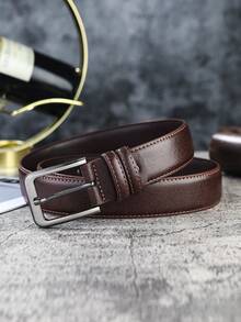 1条男士商务真皮皮带，针扣式，时尚牛仔裤腰带 - 針扣腰帶 - 查看 5