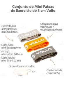 Kit 3 Vollo Mini Bands Elastic Bands Functional Training, Yoga, Physiotherapy, Strength And Resistance - Miscellaneous - View 3
