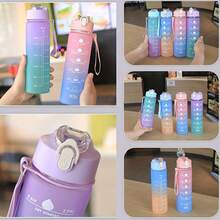 750ml Large Capacity Sports Water Bottle, Leakproof Plastic Drinking Cup With Scale, Suitable For Summer Outdoor Sports/Cycling/Picnic, Rainbow Gradient Color Plastic Water Cup