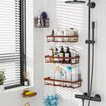 Adhesive Shower Caddy, 5 Pack Rustproof Stainless Steel Bath Organizers With Large Capacity, No Drilling Shelves For Bathroom Storage & Home Decor - Brown - View 5