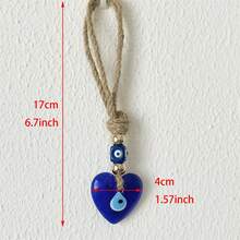 手工制作的心形蓝色邪眼吊坠 - 带银珠的土耳其蓝色玻璃饰品 - 独特的家居装饰、包、汽车和墙壁装饰 - 贴心的礼物和保护护身符、家居装饰、房间装饰、墙壁装饰 - 彩色 - 查看 11