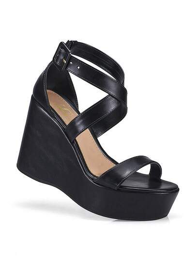 Loris Shoes Oficial Sandália Feminina Salto Anabela Plataforma Fivela Elegante Confortável 20801
