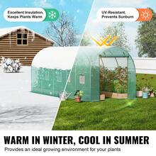 Walk-In Tunnel Greenhouse, 14.6x6.4x6.3 Ft Hoop House Greenhouse Tunnel, Plant Hot House With Galvanized Steel Frame, Green PE Cover, Roll-Up Zipper Door And 8 Windows For Outdoor - 綠色 - 查看 4