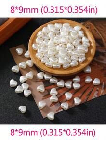 100pcs Shimmering Love Pearl Confetti , Faux Pearl Design Romantic Sprinkling Decor For Weddings Parties Holidays Favor Props,DIY Crafting Bracelets, Earrings, Pendants, Accessories(Heart,Star,Bow,Sakura,Beads),Size 8*9mm(0.315*0.354in)