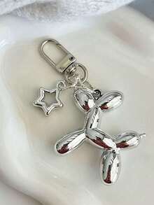 Brelok do kluczy z motywem psa i balonu w kolorze srebrnym, DIY, spersonalizowany, mały wisiorek do samochodu, urocze, gotyckie akcesoria Y2k