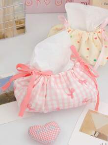 1 件蝴蝶结/花朵/条纹图案抽绳纸巾袋，可爱印花纸巾盒汽车纸巾盒家居客厅装饰卧室厨房桌面北欧大号收纳盒餐巾架圣诞节/万圣节礼物，餐桌餐巾架，纸巾架纸巾家居用品，桌子，家居装饰，家居整理和收纳，房间装饰，厨房配件，厨房用具，厨房整理器，旅行，节日 - 彩色 - 查看 6