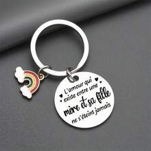 1pc Elegant Rainbow Stainless Steel "I Love You Mom" Keychain, Suitable For Christmas, Birthday, Valentine's Day, Mother's Day, Easter, Thanksgiving, Wedding, Unisex Bag Accessories Lanyards With Id Holder Car Accessories Bag Charms Gift