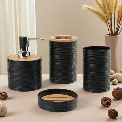 Vaso para enjuague bucal, sub-embotellado, estante para cepillo de dientes, juego de 4 piezas para el baño