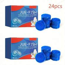 JUE FISH Toilet Cleaning Tablets / Toilet Blue Bubble Powerful Cleaning Tablets, Household Toilet Cleaner To Remove Stains, Odor And Grease, Fresh Scent - Suitable For Toilet Deodorizing And Cleaning, Keeps Bathroom Hygiene! Take One Cleaning Tablet, Put It In The Toilet Tank, The Cleaning Agent Will Slowly Dissolve In The Tank, And Flush The Toilet To Clean. It Can Also Clean The Toilet. Household Toilet Cleaner To Remove Limescale, Odor And Stains, Fresh Scent