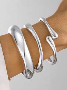 3/1pcs Simple Exaggerated Old Coin Decor Bangle Bracelet Set, For Women & Couples, Friendship, Summer Resort, Date, Daily Casual, Party Accessory