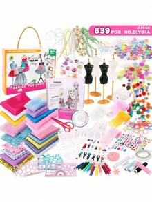 6-12岁女孩缝纫手工套装，DIY娃娃衣服制作，兴趣爱好培养，生日、圣诞节、万圣节的完美礼物 - 缝纫玩具、旅行玩具、课堂减压玩具、迷你玩具、洗澡玩具、文具、减压球 - 彩色 - 查看 2