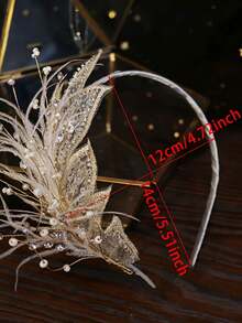 1 szt. Elegancka opaska z piórami, ozdoba do włosów, ozdoba ślubna, wianek kwiatowy na ceremonię, występ, imprezę, odpowiednia na festiwal, Dzień Matki, Miesiąc Dumy, powrót do szkoły, Wielkanoc i inne święta, opaska do włosów, obręcz do włosów