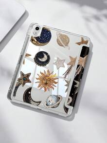 Starry Universe Pattern-Sided Painted Effect Acrylic Crystal Cover For IPad 10th Generation, IPad 10.2/Mini6/Mini7/9.7inch, Tablet Case Compatible With Samsung Galaxy Tab A9 Plus,3+Y Fold Anti-Bend, Reinforced Silicone Corners, Auto Wake/Sleep Function, Built-In Pencil Slot, Multi-Angle Foldable Stand - Perfect Daily Protection, Great Holiday Gift - Multicolor - View 1