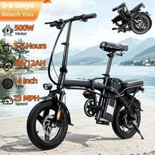 Electric Bike For Adults And Teens,500W Brushless Motor 23MPH Folding Ebike With 48V12Ah Removable Battery, 35Miles Range & PAS Mode With 14" Foldable Electric Bicycles, Commuting-Certified E Bike - 查看 1