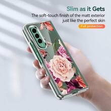 Transparent Folding Phone Case With Flower Print Design Compatible With Sam Galaxy Z Flip Fold 3 4 5 6 7 Fold Case Design For Moto Razr 40 50 60 Ultra Cute Phone Case For Girl And Women - 無色 - 查看 2