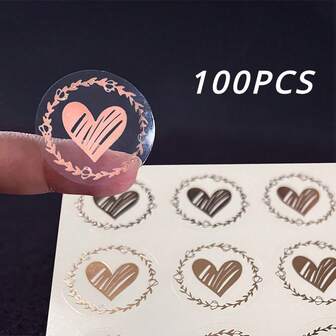 [Elegant Heart Envelope Seals] 100pcs Elegant Golden & White Heart Envelope Seals - Floral Heart Design Stickers For Weddings, Mother's Day, Bridal Showers, And Favors | Durable Adhesive Wedding Invitation Seals