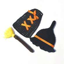 1 Set Handmade Crochet Witch Costume For Newborn Baby, Photography Prop For Halloween