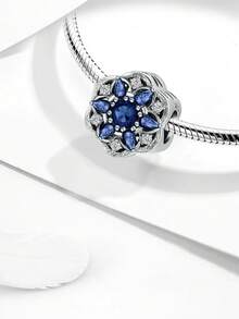 1 件 925 纯银蓝色全钻海洋串珠适合女士手链手镯 DIY 珠宝制作和日常服装搭配珠宝装饰适合女孩 - 銀色 - 查看 4