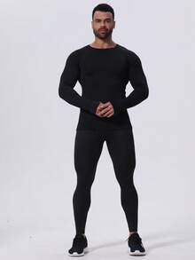 Winter Thermal Underwear Set For Fitness, Outdoor Sports, Hiking, Hunting, Skiing - Includes Fleece Thermal Shirt, Compression Tights, Long Sleeve T-Shirt, Pants For Running, Basketball, Cycling, Men