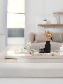 1pc Bathroom Vanity Tray, Silicone Bathroom Countertop Tray For Perfume, Keys, Jewelry, Soap Dispenser, Organizer For Kitchen Sink (Marble White)