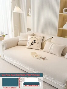 1 tấm phủ ghế sofa viền hoa sang trọng, khăn phủ ghế sofa chống trượt, chống bụi, chống trầy xước, tấm bảo vệ ghế sofa sang trọng, vỏ bọc ghế sofa trang trí, thích hợp cho phòng khách, phòng ngủ, phòng học, văn phòng, xe hơi, mọi mùa - Màu be - Xem 19
