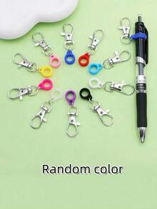 Retractable Pen Clips With Adjustable Silicone Anti-Lost Rope, Silicone Grip, Metal Carabiner Accessory, Colorful Pen Clip For Nurses And Doctors, Badge Reel And Lanyard, School Supplies, Random Colors