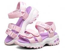 Skechers Girls' Summer Sandals With Ribbons And Floral Embroidery Beach Shoes - Pink/Purple - View 1