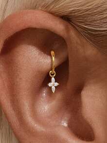 1pc 925 Sterling Silver Star/Flower/Water Drop Dangle Earrings For Women Dainty CZ Drop Hoop Earrings Hypoallergenic For Sensitive Ears Perfect For Daily Wear