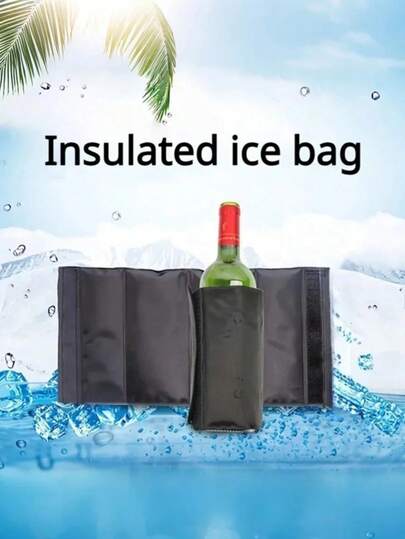 1个便携式葡萄酒啤酒冷却袋，带冷却凝胶，可重复使用，冰镇瓶装饮料冷却器，轻便酒类冷却袋，适合旅行、露营和聚会。