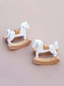 1 件迷你摇马雕像，1:12 娃娃屋装饰，微型家具，摄影道具 - 白色-5pcs - 查看 3